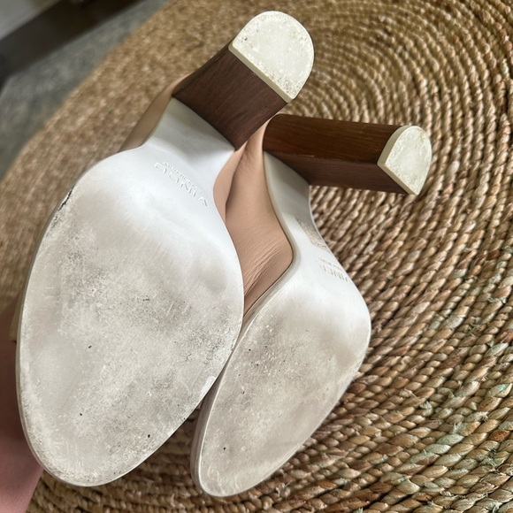 VINCE Allison Leather Peep-Toe Mule, Nude Size 9.5 - Picture 7 of 8